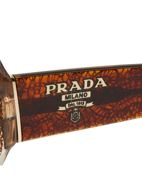Prada Asian Fit Logo Square Sunglasses Brown Acetate 1- Eyewear main image 4